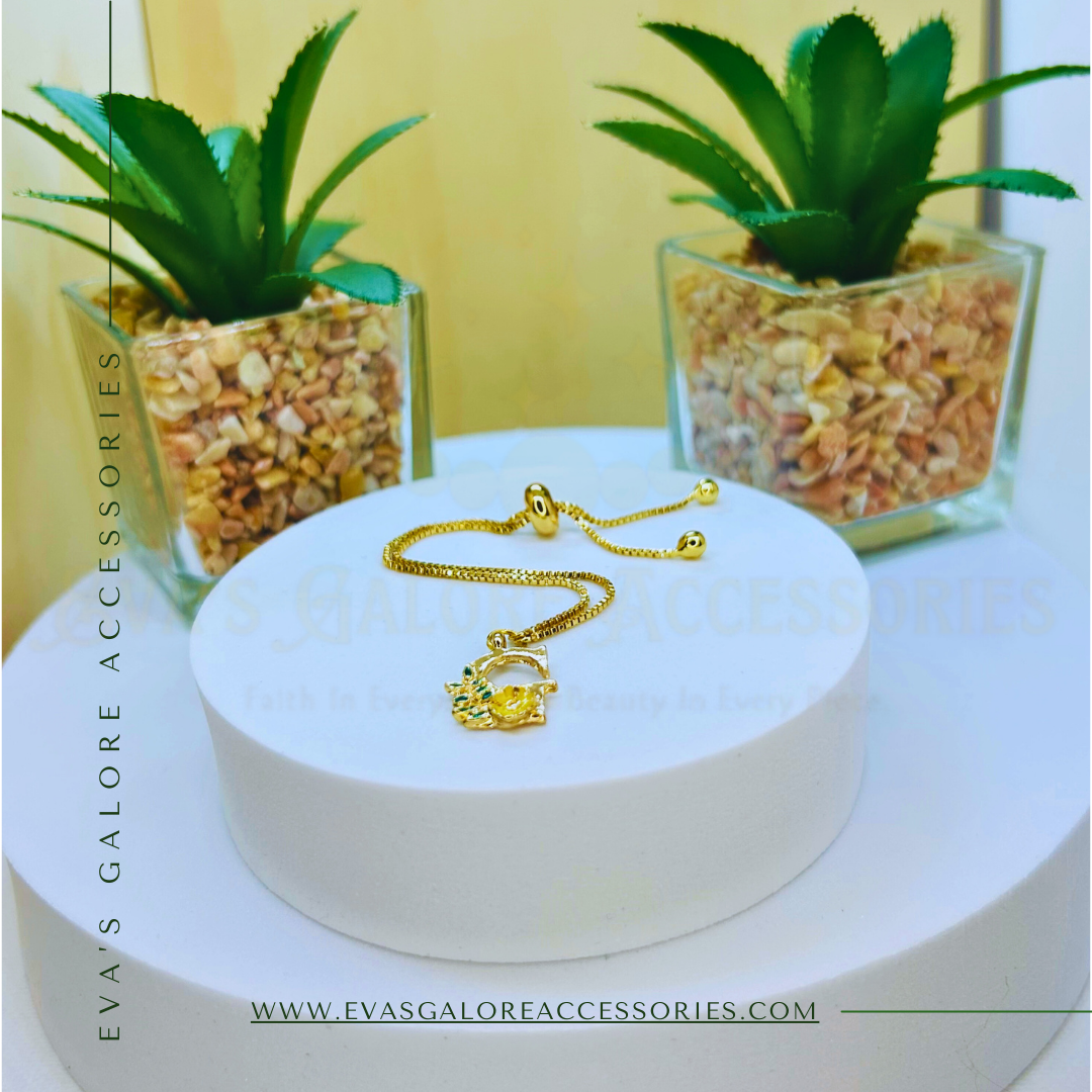 Gold “G” Flower & Leaf Adjustable Bracelet