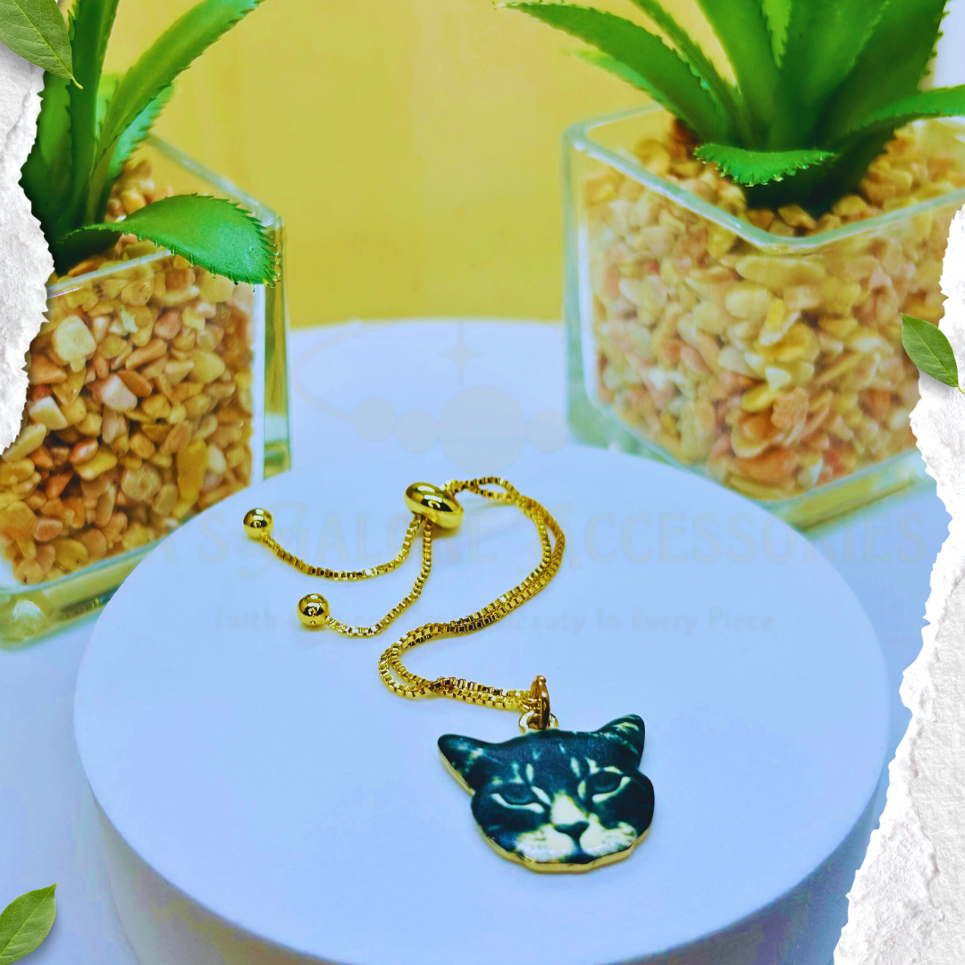Whisker Chic Cat Charm Adjustable Bracelet