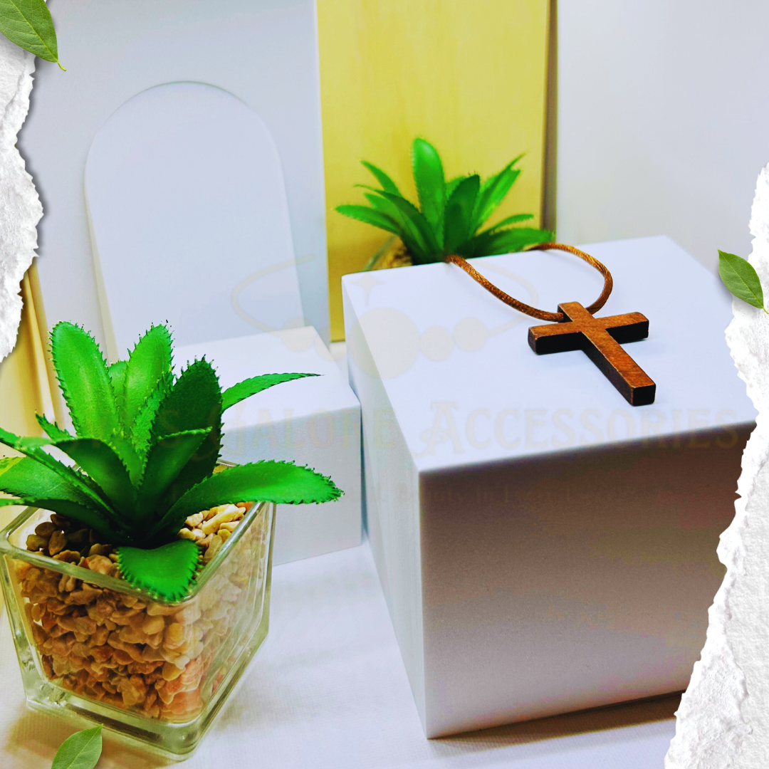 Wooden Cross Pendant Necklace