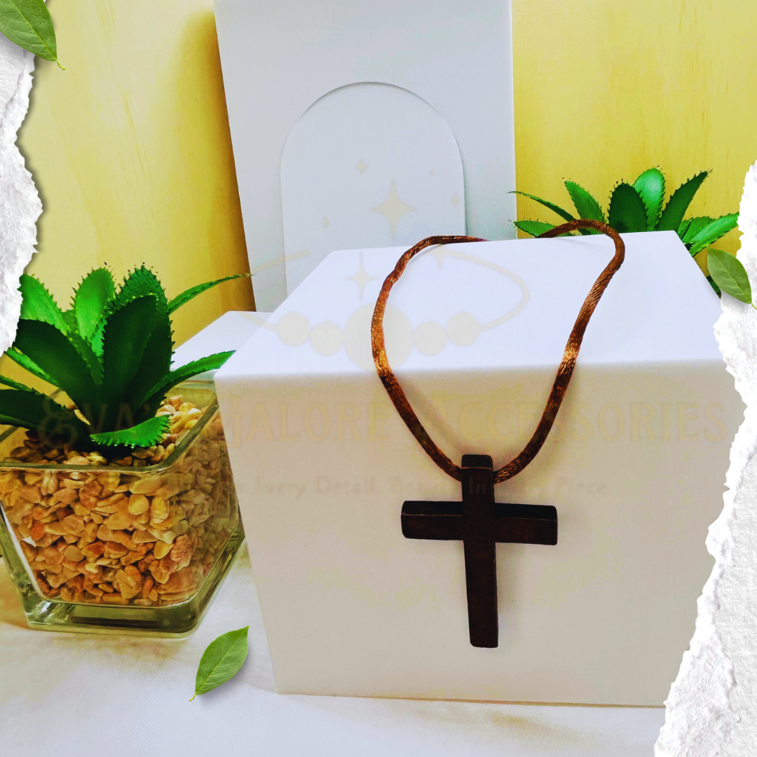 Wooden Cross Pendant Necklace