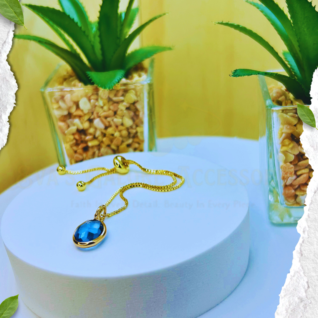 Blue Aura Sapphire Charm Adjustable Bracelet
