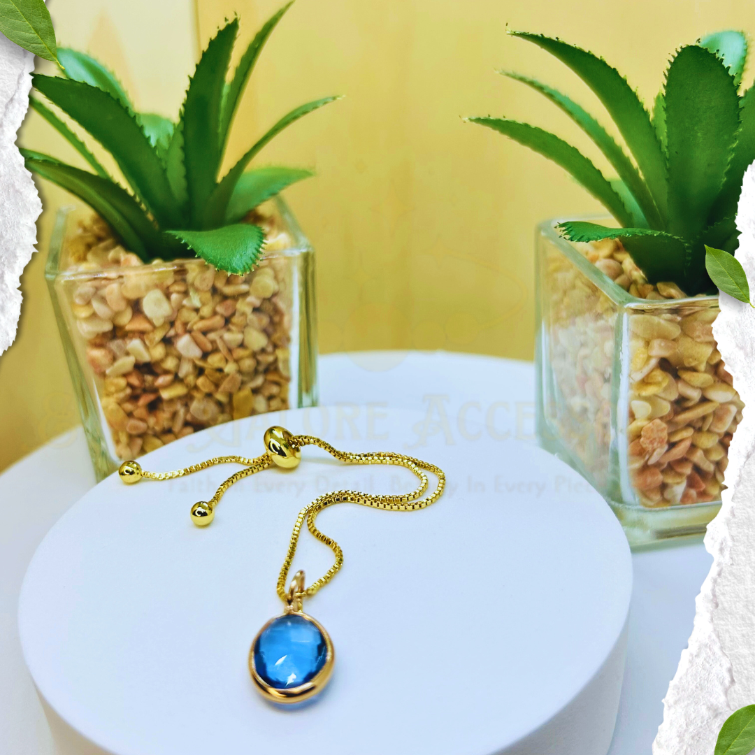 Blue Aura Sapphire Charm Adjustable Bracelet