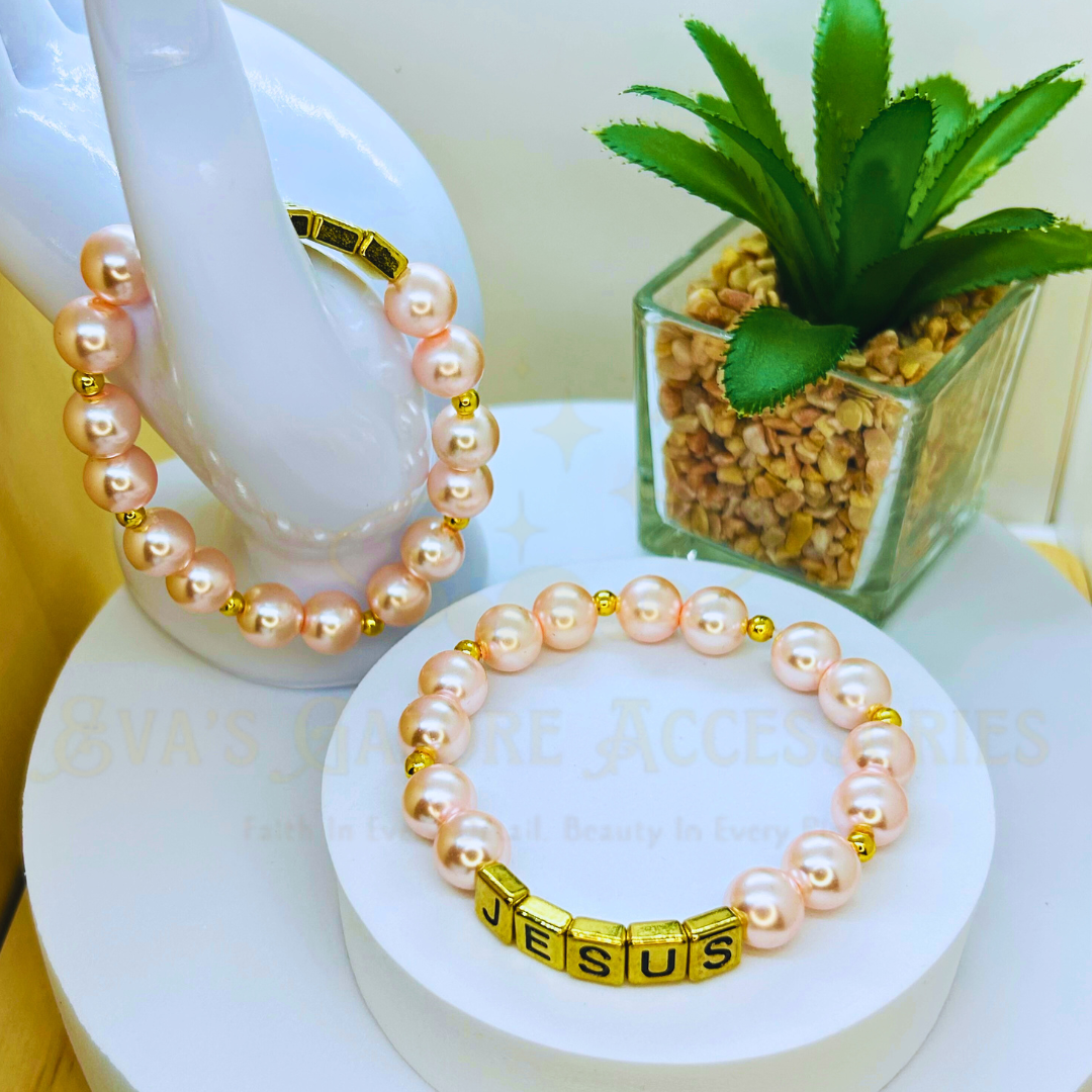 Pink Pearl Jesus Bracelet