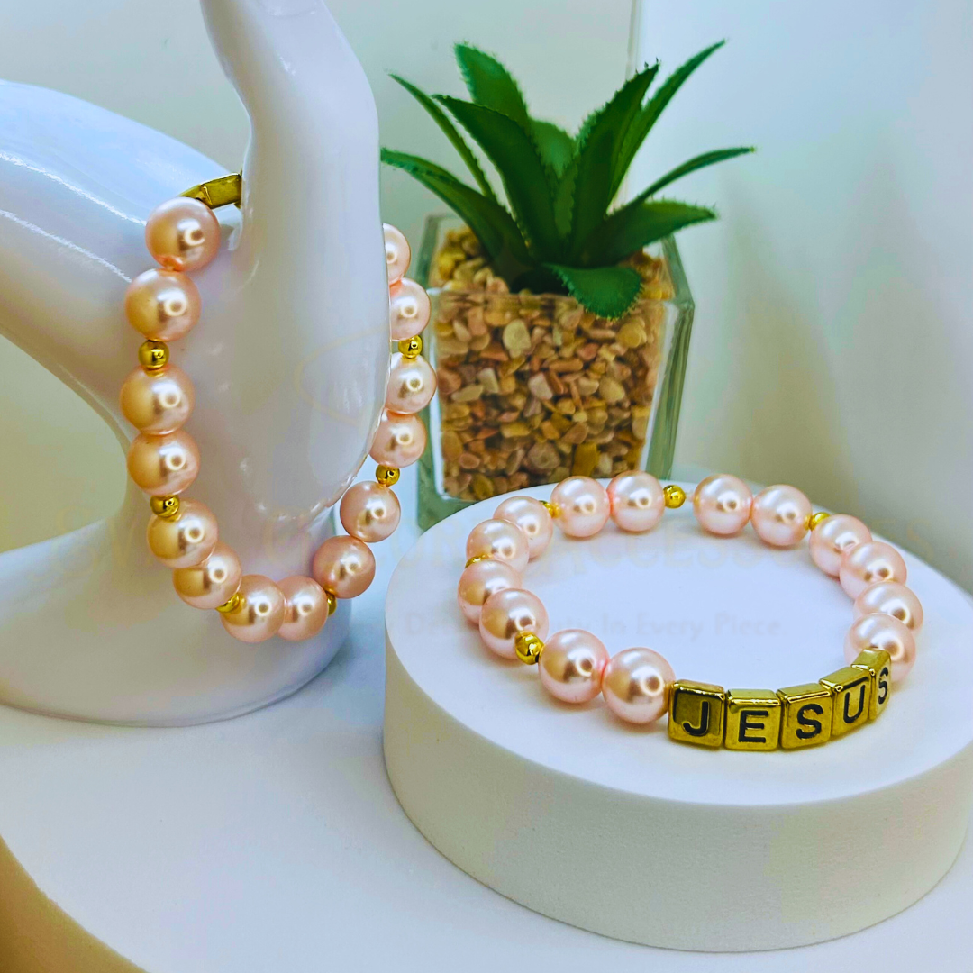 Pink Pearl Jesus Bracelet