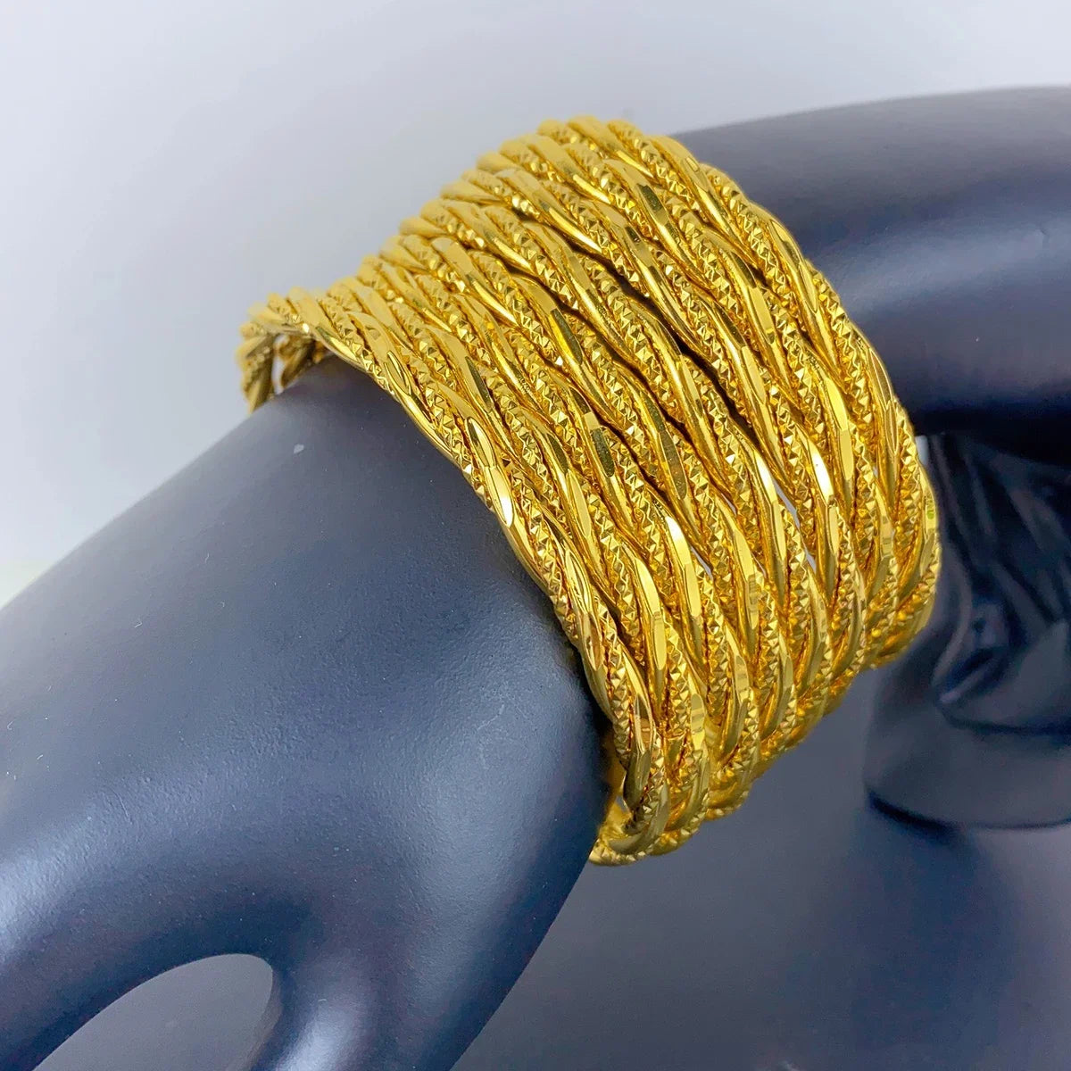 Golden Twisted Bangle Set