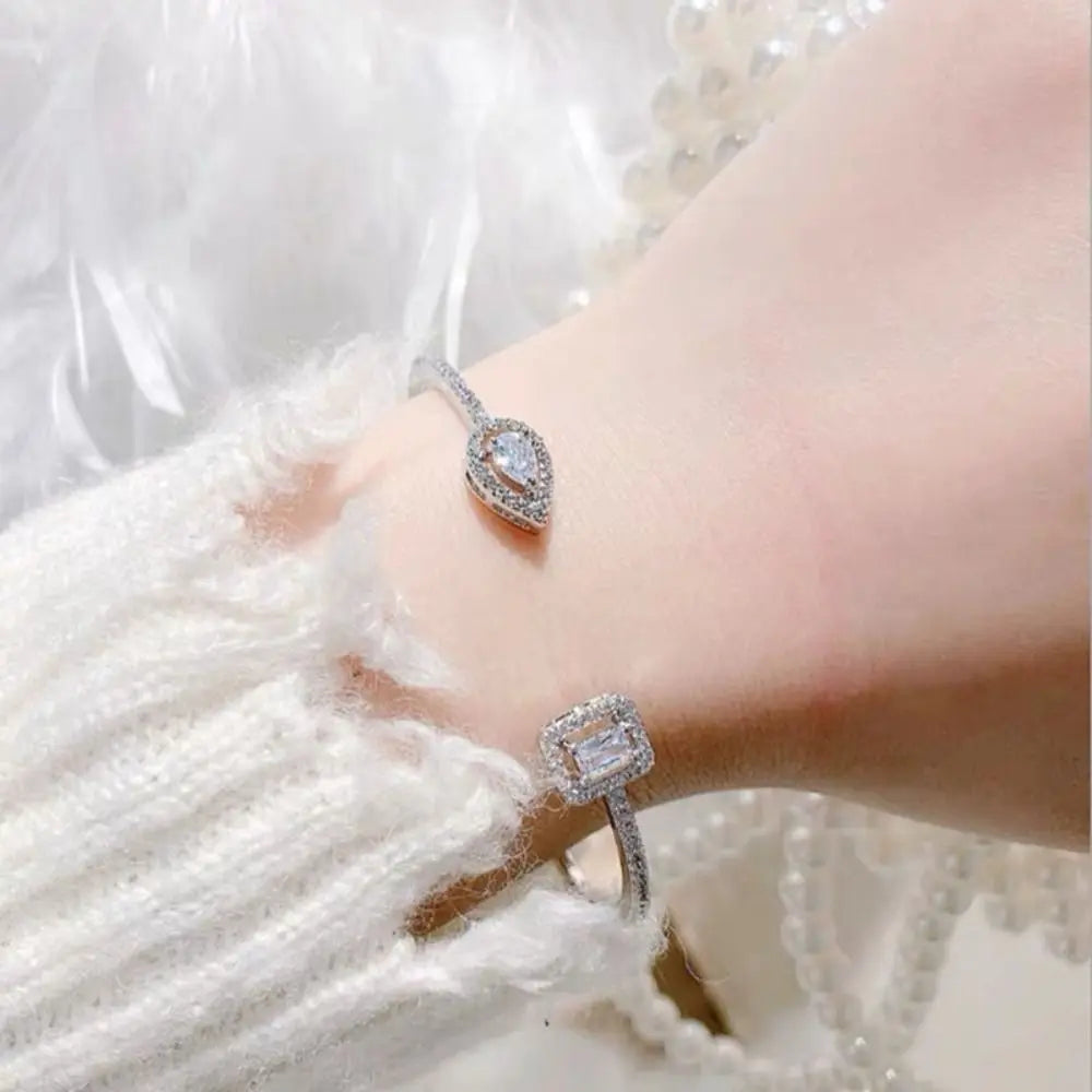 Cubic Zirconia Open Cuff Bangle