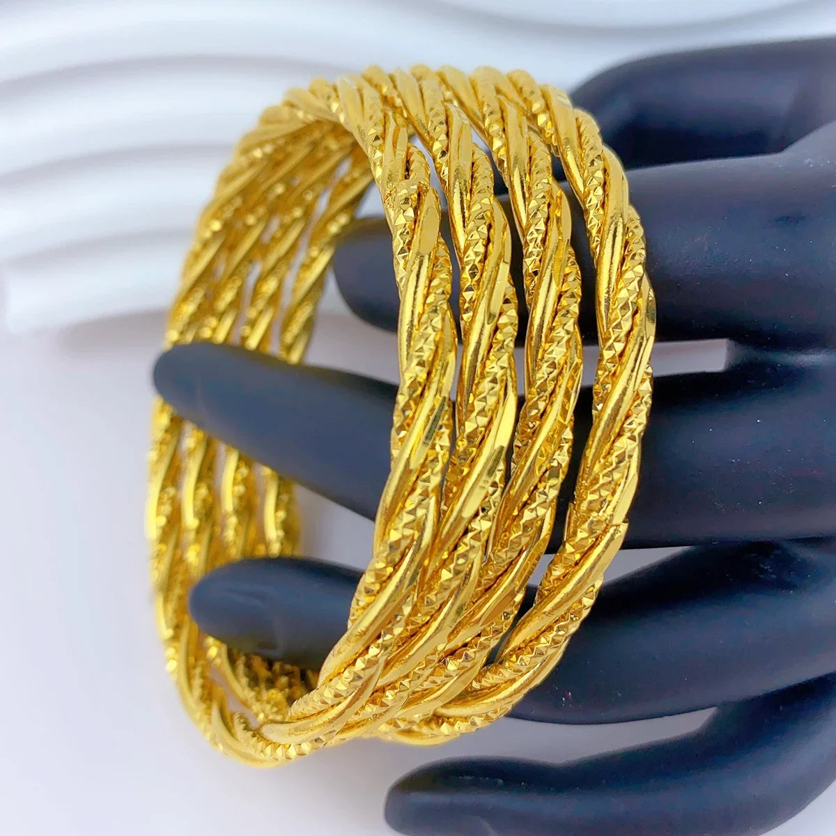 Golden Twisted Bangle Set
