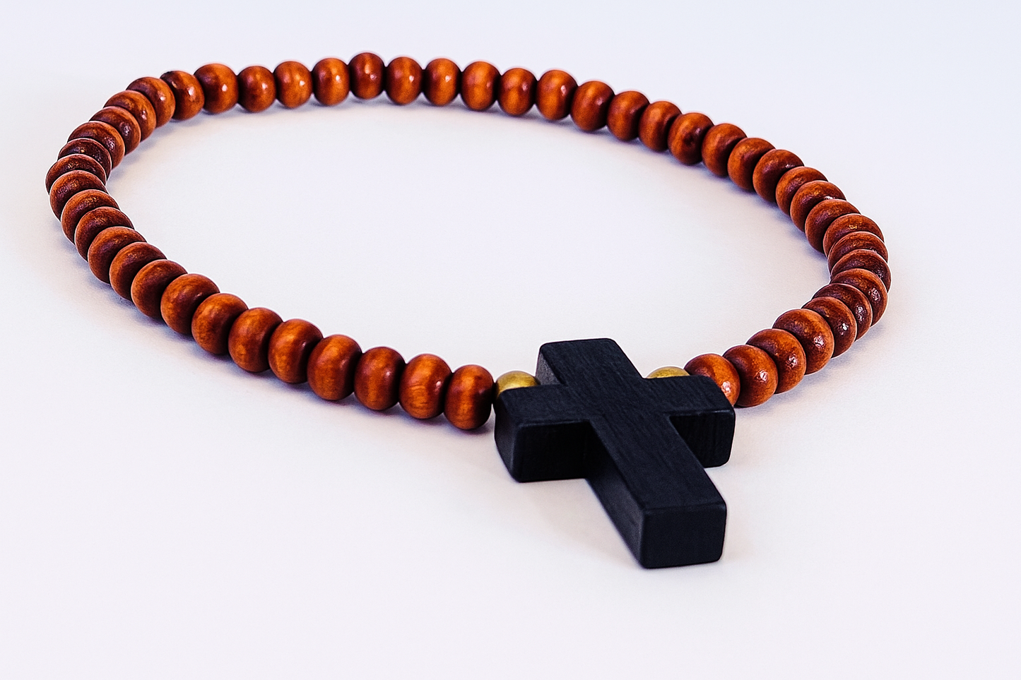 Wood Bead Cross Bracelet