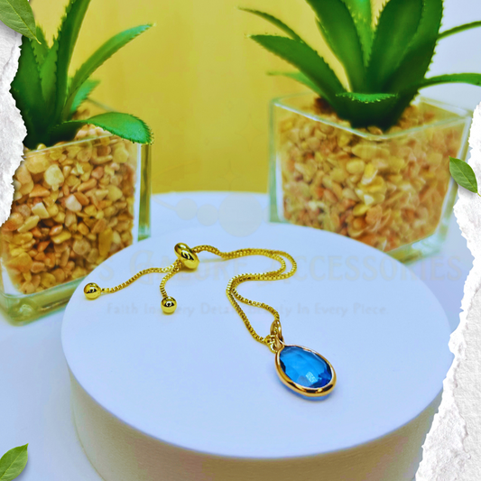 Blue Aura Sapphire Charm Adjustable Bracelet
