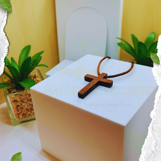 Wooden Cross Pendant Necklace