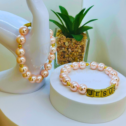 Pink Pearl Jesus Bracelet