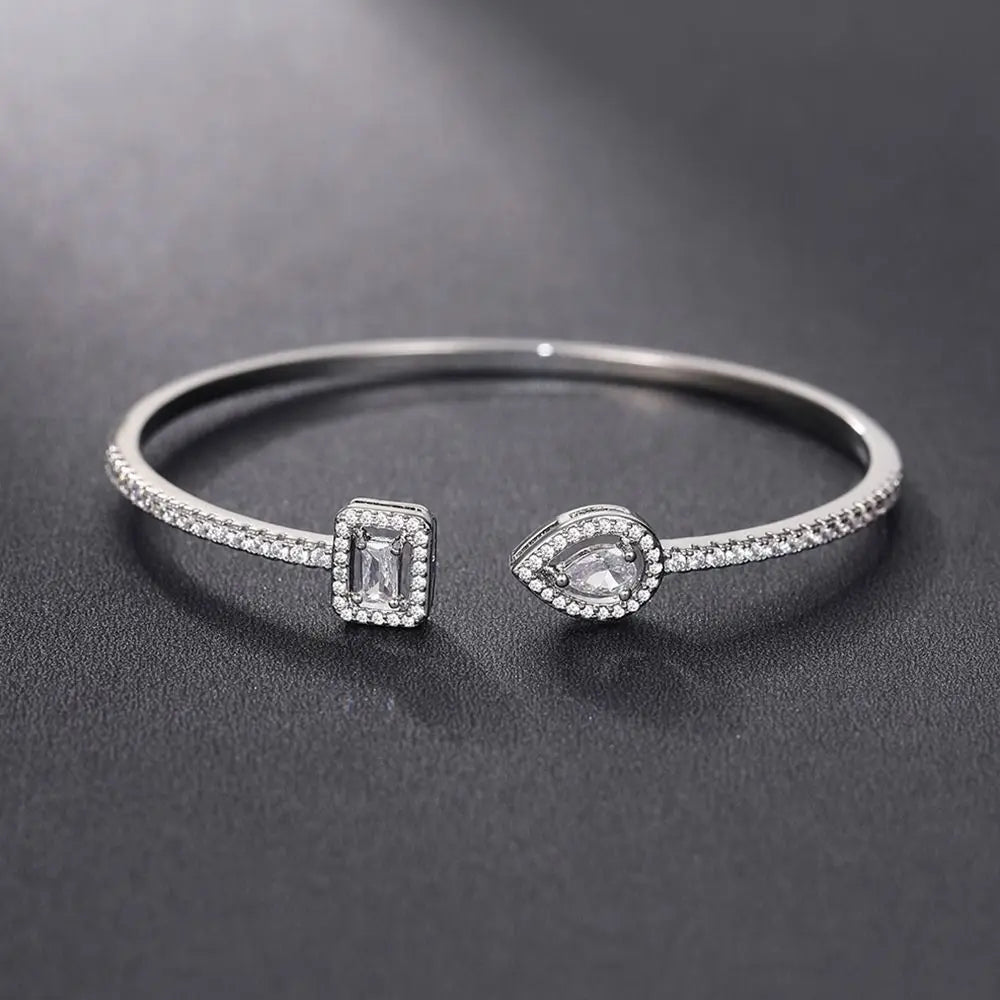 Cubic Zirconia Open Cuff Bangle