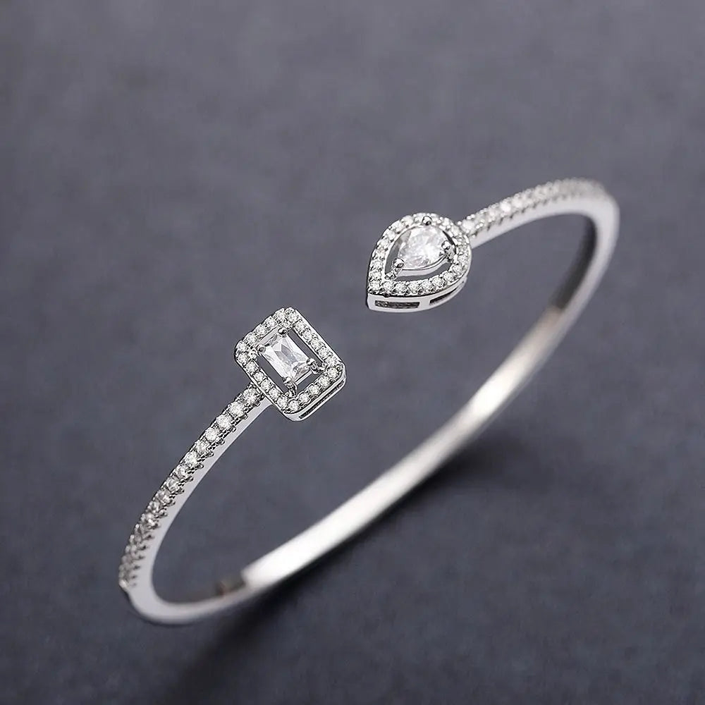 Cubic Zirconia Open Cuff Bangle