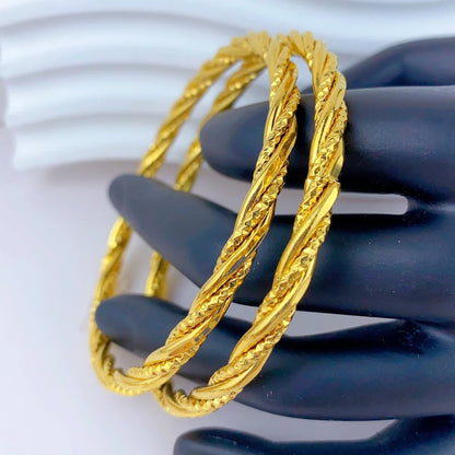 Golden Twisted Bangle Set