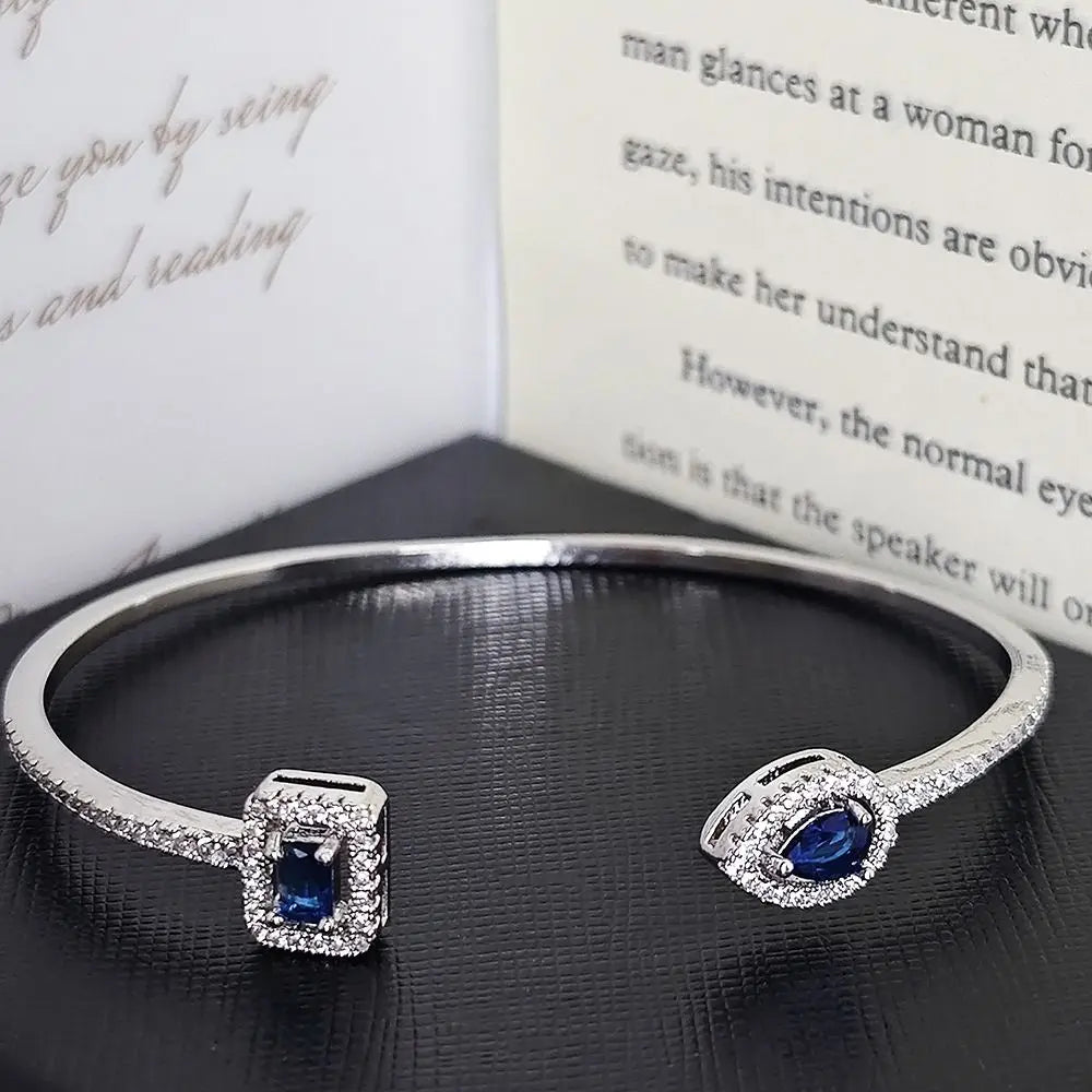 Cubic Zirconia Open Cuff Bangle