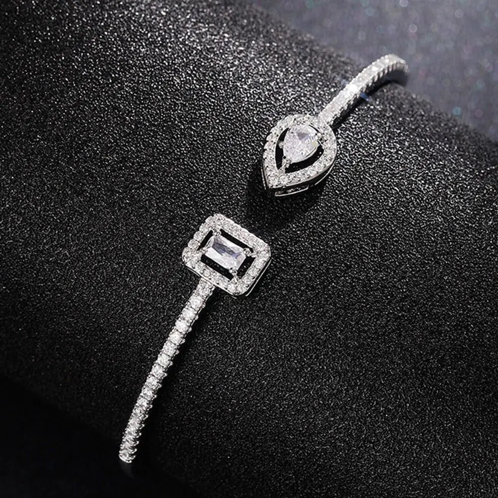 Cubic Zirconia Open Cuff Bangle
