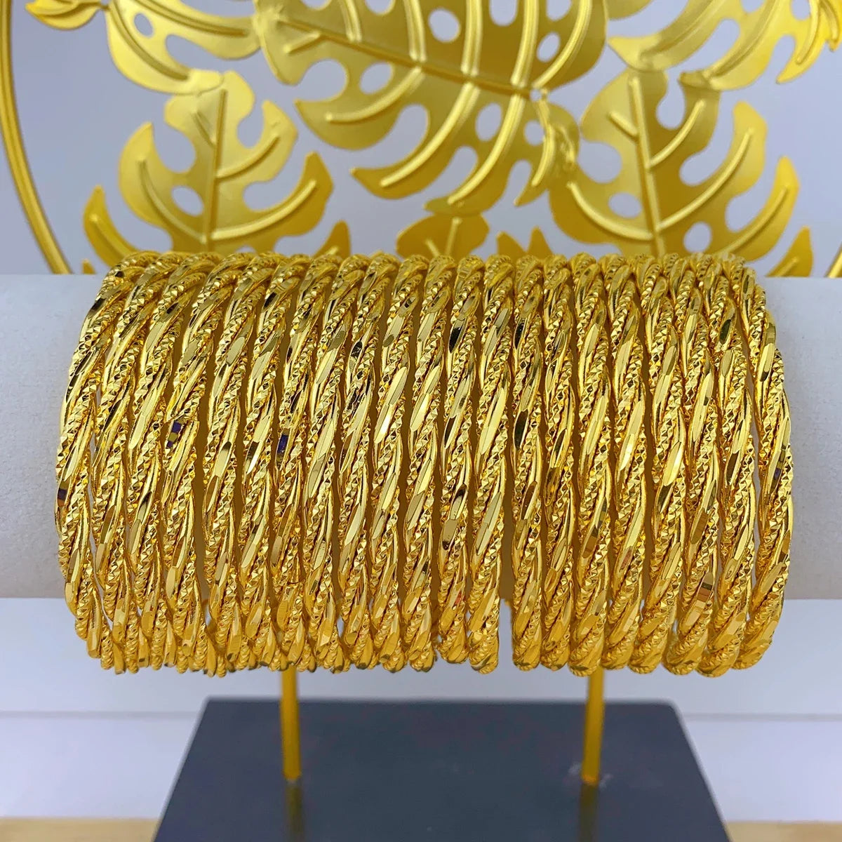 Golden Twisted Bangle Set